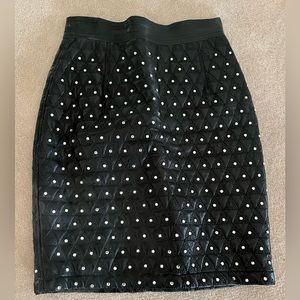 Versace black leather skirt with crystals